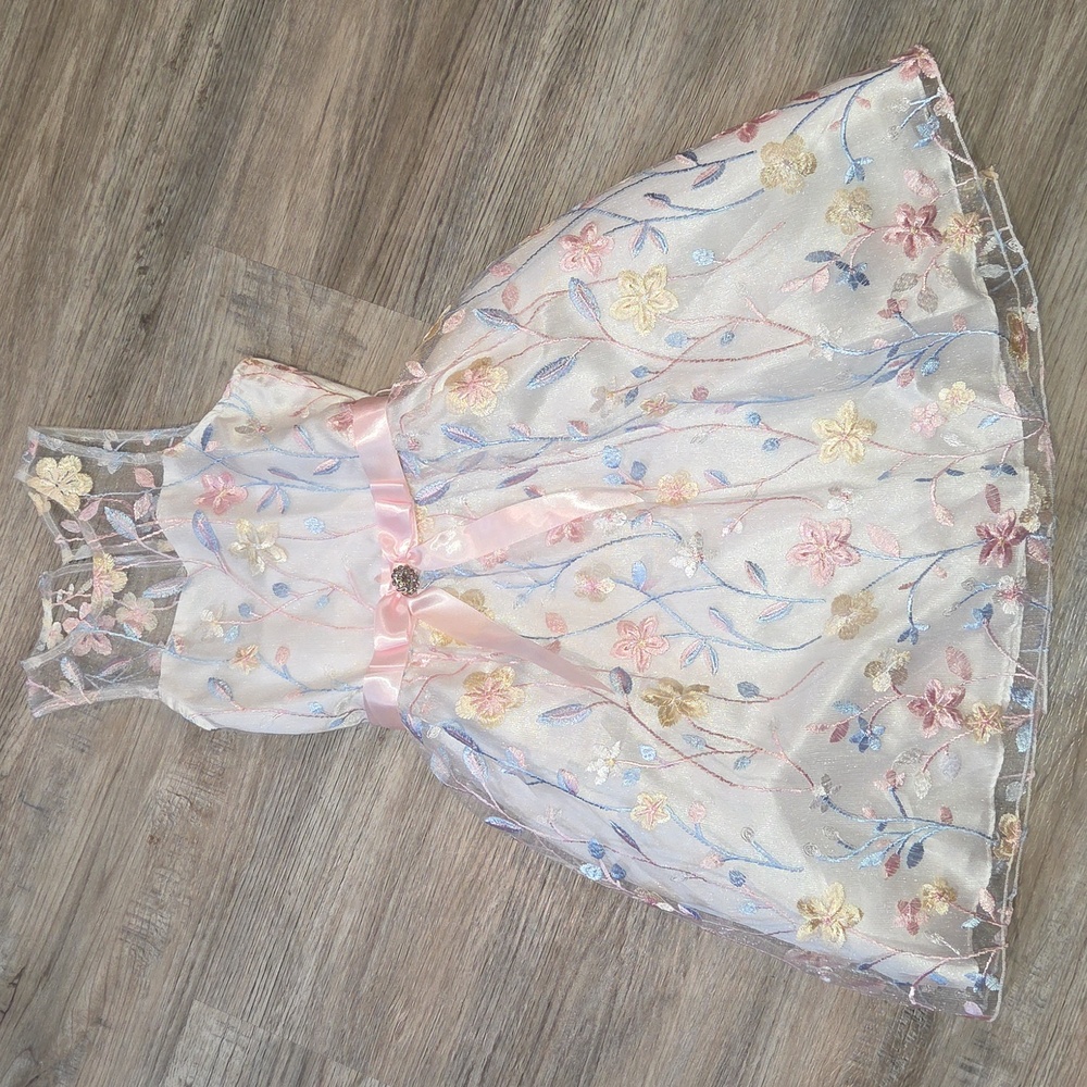 Rare Editions Floral Embroidered Kids Dress